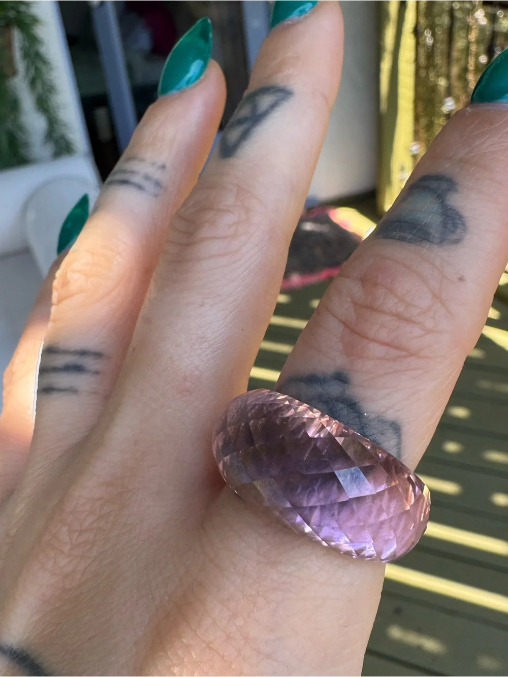 Stunning Swarovski Glass Faceted Pink Dome Ring size 8